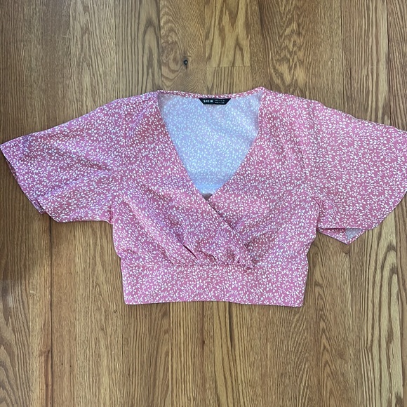 Pink floral crop top size small - Picture 3 of 4